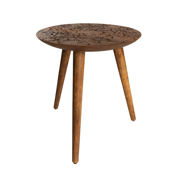 By Hand L, mesa auxilliar en madera de sheesham Ø 40x45 cm